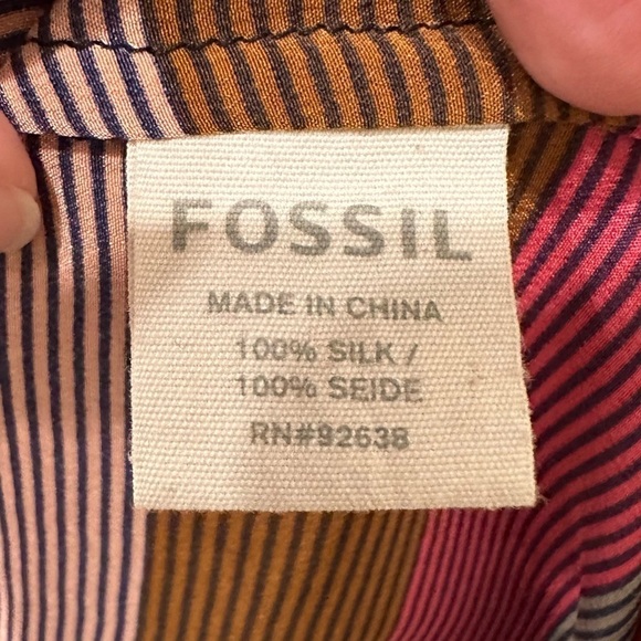 Fossil 100% Silk Tank Pink‎ Striped Flowy Sleeveless Blouse Top Size Small - Picture 5 of 5
